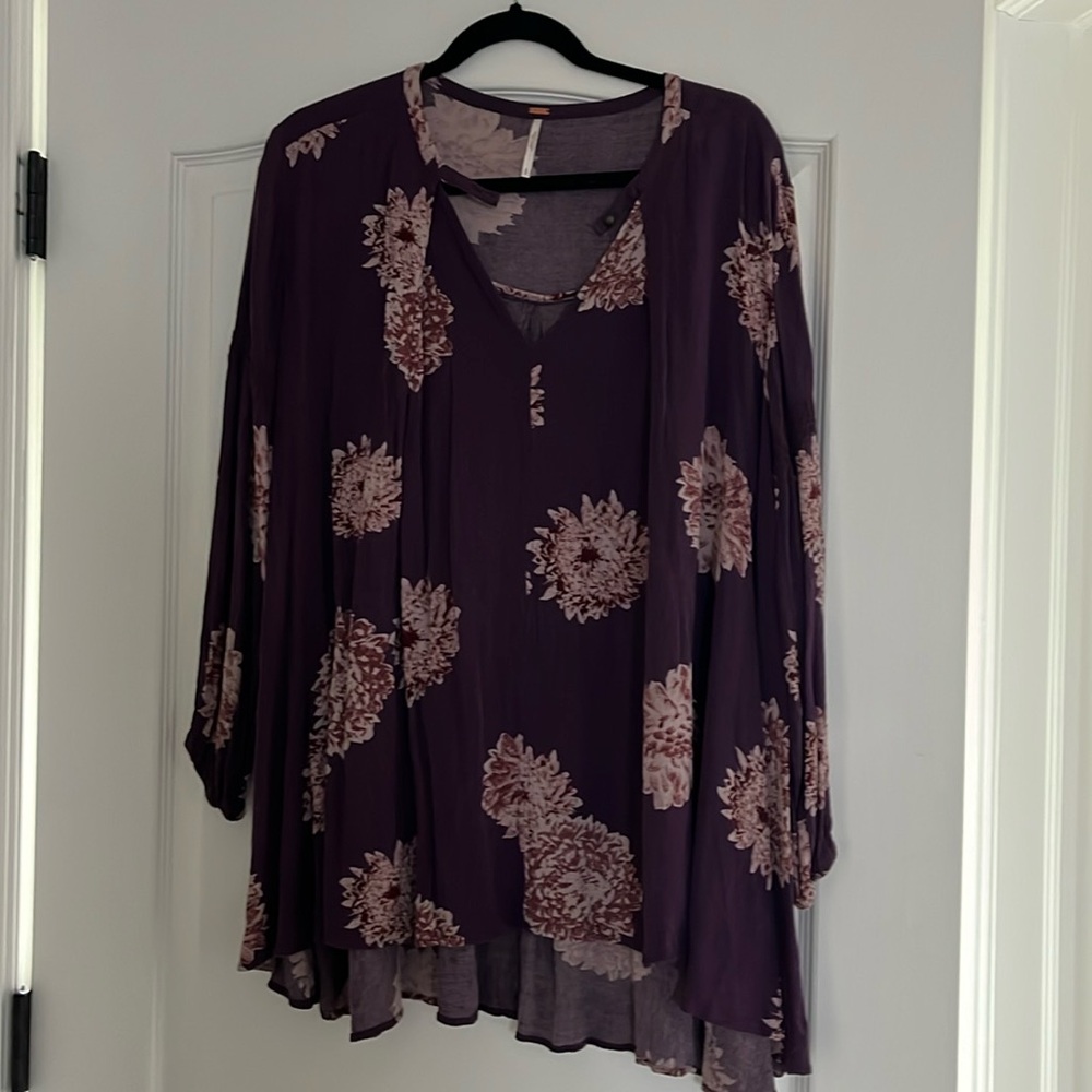 Free People purple floral tunic size small
